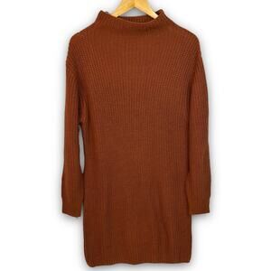 NEW Black Tape Cable Knit Sweater Dress Long Sleeve Cinnamon Brown Size Small